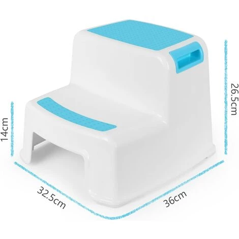 MINKUROW Marche Pied Enfant, Escabeau Enfant, Petit Tabouret Plastique, Marchepied 2 Marches Antidéparant En Bas âge Pour Apprentissage De La Propreté / Salle De Bains / Cuisine Bleu 3 MINKUROW Marche Pied Enfant, Escabeau Enfant, Petit Tabouret Plastique, Marchepied 2 Marches Antidéparant En Bas âge Pour Apprentissage De La Propreté / Salle De Bains / Cuisine Bleu – Image 3