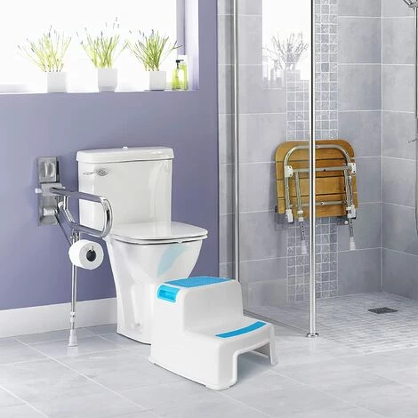 MINKUROW Marche Pied Enfant, Escabeau Enfant, Petit Tabouret Plastique, Marchepied 2 Marches Antidéparant En Bas âge Pour Apprentissage De La Propreté / Salle De Bains / Cuisine Bleu 4 MINKUROW Marche Pied Enfant, Escabeau Enfant, Petit Tabouret Plastique, Marchepied 2 Marches Antidéparant En Bas âge Pour Apprentissage De La Propreté / Salle De Bains / Cuisine Bleu – Image 4