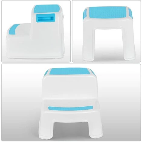 MINKUROW Marche Pied Enfant, Escabeau Enfant, Petit Tabouret Plastique, Marchepied 2 Marches Antidéparant En Bas âge Pour Apprentissage De La Propreté / Salle De Bains / Cuisine Bleu 5 MINKUROW Marche Pied Enfant, Escabeau Enfant, Petit Tabouret Plastique, Marchepied 2 Marches Antidéparant En Bas âge Pour Apprentissage De La Propreté / Salle De Bains / Cuisine Bleu – Image 5