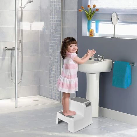MINKUROW Marche Pied Enfant, Escabeau Enfant, Petit Tabouret Plastique, Marchepied 2 Marches Antidéparant En Bas âge Pour Apprentissage De La Propreté / Salle De Bains / Cuisine 4 MINKUROW Marche Pied Enfant, Escabeau Enfant, Petit Tabouret Plastique, Marchepied 2 Marches Antidéparant En Bas âge Pour Apprentissage De La Propreté / Salle De Bains / Cuisine – Image 4