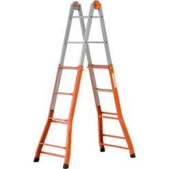 GIERRE A0040 - Échelle Multifonctionnelle Télescopique En Acier PEPPina 100 Kg (4+4 échelons)