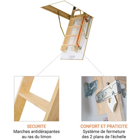 ECHELLE DIRECT - MATISERE Escalier Escamotable Bois - Ouverture Du Plafond De 60 X 120cm - LDK60120/305 4 ECHELLE DIRECT - MATISERE Escalier Escamotable Bois - Ouverture Du Plafond De 60 X 120cm - LDK60120/305 – Image 4