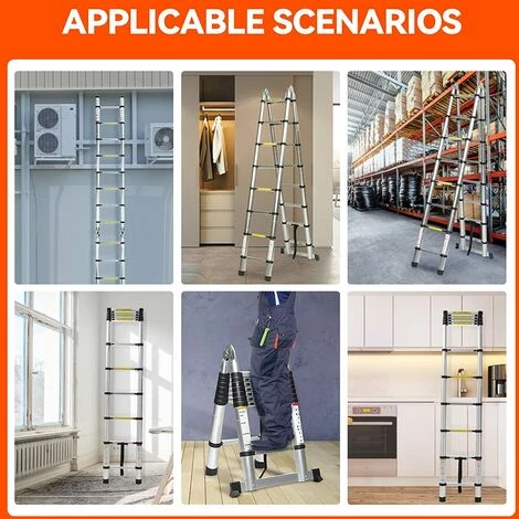 JN.SONGS Échelle Télescopique 5M En Aluminium - Extenable Échelle à Coulisse (2,5M + 2,5M) - Échelle Polyvalente Capacité 150kg 5 JN.SONGS Échelle Télescopique 5M En Aluminium - Extenable Échelle à Coulisse (2,5M + 2,5M) - Échelle Polyvalente Capacité 150kg – Image 5