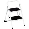 Échelle Métallique Avec 2 Marches Blanc/Noir 96x44x50cm 7house