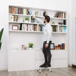 EINEMGELD SONGMICS Marchepied à 1 Niveau, Escabeau, Échelle, Tabouret, En Acier, Antidéparant, Pliable, Avec Poignée, Capacité De Charge 150 Kg, Idéal Pour La Caravane, Blanc, GSL01WT -Pas Cher Échelle Magasin 61195027 3