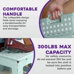 EINEMGELD Marchepied Pliant De 22,9 Cm | Design Léger Antidérapant Et Antidérapant | Marchepied Pliable | Capacité De 136 Kg | Écume De Mer -Pas Cher Échelle Magasin 61195095 3