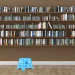 Relaxdays Tabouret Pliable, Antidérapant, 120 Kg Charge Max., Poignée, Escabeau Pliable, HxLxP: 32,5 X 37 X 30 Cm, Bleu -Pas Cher Échelle Magasin 61314376 3