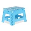 Relaxdays Tabouret Pliable, Plastique, 1 Marche, Marchepied Pour Enfant, Max. 120 Kg, HLP: 22,5x32x25 Cm, Bleu/blanc