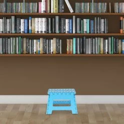 Relaxdays Tabouret Pliable, Plastique, 1 Marche, Marchepied Pour Enfant, Max. 120 Kg, HLP: 22,5x32x25 Cm, Bleu/blanc -Pas Cher Échelle Magasin 61314473 3