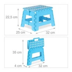 Relaxdays Tabouret Pliable, Plastique, 1 Marche, Marchepied Pour Enfant, Max. 120 Kg, HLP: 22,5x32x25 Cm, Bleu/blanc -Pas Cher Échelle Magasin 61314473 5