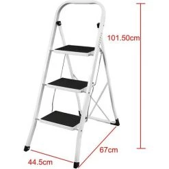 DAY PLUS Échelle à 3 Marches, Acier Robuste, Pliant, Tabouret Cuisine Portable Avec Tapis Antidérapant DHL