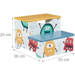Relaxdays Marchepied Pour Enfants, Petit Tabouret, 2 Marches, Hauteur 25 Cm, Salle Bain, MDF, Accès Lavabo, Multicolore -Pas Cher Échelle Magasin 63725599 5
