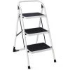 GIANTEX Escabeau Pliable à 2/3/4 Marches Antidérapant, Marchepied Pliant Portable, Echelle Domestique Pliable En Metal Avec Barre De Sécurité, Charge 150 Kg (3 Marches)