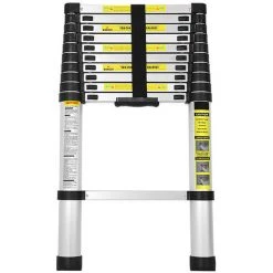 Hengda Echelle Télescopique Jusqu'à 150 Kg Escabeau Stable En Aluminium 3,2 M - Argent