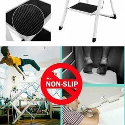JN.SONGS Escabeau En Aluminium 3 Marches Échelle Tabouret Marche Pied Pliant Avec Pieds Anti Dérapant Max 150Kg, Noir -Pas Cher Échelle Magasin 64179269 5
