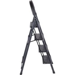 JN.SONGS Escabeau Pliable à 4 Marche Échelle Tabouret Marche Pied En Aluminium Avec Pieds Anti Dérapant Max Capacité 150 Kg, Noir -Pas Cher Échelle Magasin 64179341 3