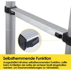 SWANEW Échelle à Coulisse Télescopique Jusqu'à 150 Kg Escabeau Stable En Aluminium Gain De Place 3,8 M - Argent -Pas Cher Échelle Magasin 64454165 3