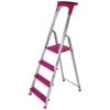 MONMOBILIERDESIGN QUALOR Escabeau En Aluminium Magenta 4 Marches - Magenta