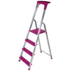 MONMOBILIERDESIGN QUALOR Escabeau En Aluminium Magenta 4 Marches - Magenta