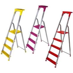 MONMOBILIERDESIGN QUALOR Escabeau En Aluminium Magenta 4 Marches - Magenta -Pas Cher Échelle Magasin 64734614 5