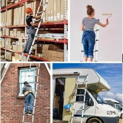 DAY PLUS 6,2M Échelle Télescopique, Échelle Pliante Aluminum Avec 2 Crochets, Echelle Pliable Polyvalente Pour Loft, Maison, Jardin, Capacité De 330 Lbs -Pas Cher Échelle Magasin 64843822 3