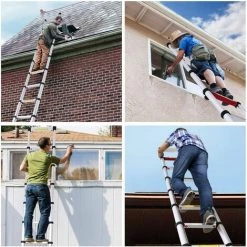 DAY PLUS 6,2M Échelle Télescopique, Échelle Pliante Aluminum Avec 2 Crochets, Echelle Pliable Polyvalente Pour Loft, Maison, Jardin, Capacité De 330 Lbs -Pas Cher Échelle Magasin 64843822 5