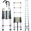 DAY PLUS 6.2M Échelle Télescopique Avec 2 Crochets Amovibles Portable Échelle Pliant En Aluminium Telescopic Ladder EN131 Pour Attic / Grenier 150kg Charge (Couleur D'origine Argent)