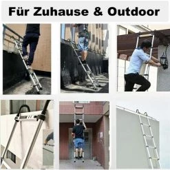 DAY PLUS 20.3FT / 6,2M Échelle Télescopique, Échelle Pliante Aluminum Avec 2 Crochets, Echelle Pliable Polyvalente Pour Loft, Maison, Jardin, Capacité De 330 Lbs -Pas Cher Échelle Magasin 64843830 4