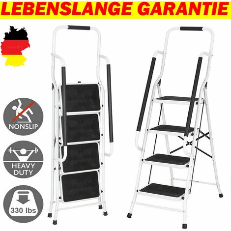 DAY PLUS DayPlus Escabeau Pliable à 4 Marches - En Acier Solide - Antidérapant - Charge Maximale : 150 Kg - Pour La Maison, La Cuisine, Le Garage 2 DAY PLUS DayPlus Escabeau Pliable à 4 Marches - En Acier Solide - Antidérapant - Charge Maximale : 150 Kg - Pour La Maison, La Cuisine, Le Garage – Image 2