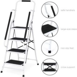 DAY PLUS DayPlus Escabeau Pliable à 4 Marches - En Acier Solide - Antidérapant - Charge Maximale : 150 Kg - Pour La Maison, La Cuisine, Le Garage 7 DAY PLUS DayPlus Escabeau Pliable à 4 Marches - En Acier Solide - Antidérapant - Charge Maximale : 150 Kg - Pour La Maison, La Cuisine, Le Garage -Pas Cher Échelle Magasin 65389420 3