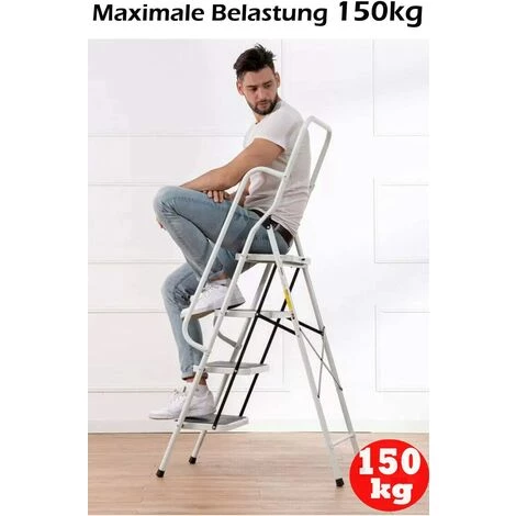 DAY PLUS DayPlus Escabeau Pliable à 4 Marches - En Acier Solide - Antidérapant - Charge Maximale : 150 Kg - Pour La Maison, La Cuisine, Le Garage 4 DAY PLUS DayPlus Escabeau Pliable à 4 Marches - En Acier Solide - Antidérapant - Charge Maximale : 150 Kg - Pour La Maison, La Cuisine, Le Garage – Image 4
