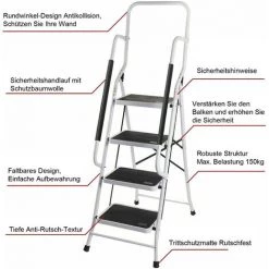 DAY PLUS Escabeau Pliant En 4 Marches, Échelle Antidérapante Avec Main Courante De Sécurité, Robuste Et Large Pédale, Multi-Usage Pour Ménage Et Bureau, Charge Jusqu'à 150KG 7 DAY PLUS Escabeau Pliant En 4 Marches, Échelle Antidérapante Avec Main Courante De Sécurité, Robuste Et Large Pédale, Multi-Usage Pour Ménage Et Bureau, Charge Jusqu'à 150KG -Pas Cher Échelle Magasin 65389421 3