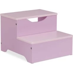 Relaxdays Marchepied Pour Enfants, Petit Tabouret, 2 Marches, Hauteur 25 Cm, Salle Bain, MDF, Accès Lavabo, Violet-rose