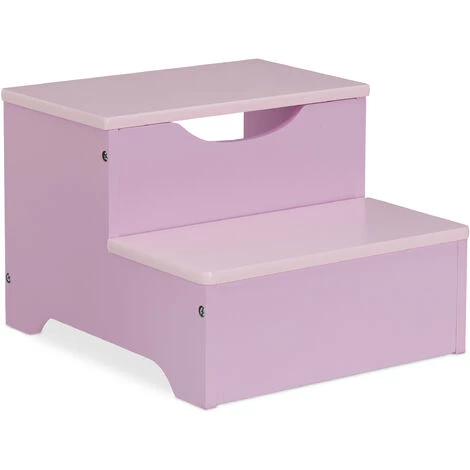 Relaxdays Marchepied Pour Enfants, Petit Tabouret, 2 Marches, Hauteur 25 Cm, Salle Bain, MDF, Accès Lavabo, Violet-rose 1 Relaxdays Marchepied Pour Enfants, Petit Tabouret, 2 Marches, Hauteur 25 Cm, Salle Bain, MDF, Accès Lavabo, Violet-rose