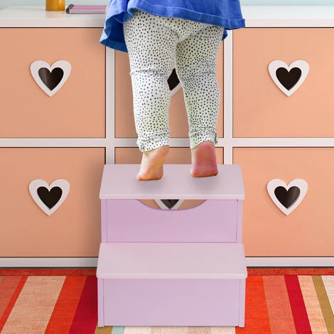 Relaxdays Marchepied Pour Enfants, Petit Tabouret, 2 Marches, Hauteur 25 Cm, Salle Bain, MDF, Accès Lavabo, Violet-rose 3 Relaxdays Marchepied Pour Enfants, Petit Tabouret, 2 Marches, Hauteur 25 Cm, Salle Bain, MDF, Accès Lavabo, Violet-rose – Image 3
