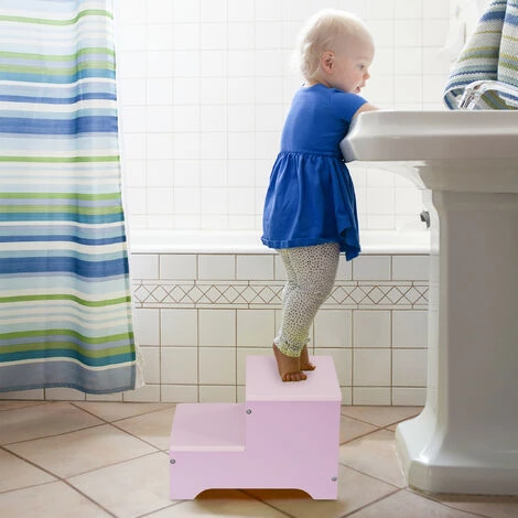Relaxdays Marchepied Pour Enfants, Petit Tabouret, 2 Marches, Hauteur 25 Cm, Salle Bain, MDF, Accès Lavabo, Violet-rose 4 Relaxdays Marchepied Pour Enfants, Petit Tabouret, 2 Marches, Hauteur 25 Cm, Salle Bain, MDF, Accès Lavabo, Violet-rose – Image 4