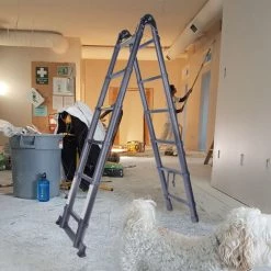 JN.SONGS Échelle Télescopique En Aluminium Polyvalente Echelle Portable Pliante Charge Maximale : 150 Kg - 3.8m (1.9m+1.9m) -Pas Cher Échelle Magasin 65672168 5