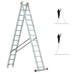 HOSTRÖM Echelle Transformable 2 Plans StablePro, Extensible Coulissante Et En Aluminium, 2x13 Marches, 3 Positions, Hauteur Max 6,55 M, Garantie 5 Ans, Charge Maximale 150kg, Hostrom