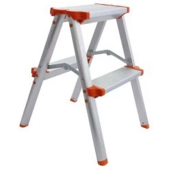 BRICO XS échelle Escabeau Marche Pied Aluminium 1 + 2x2 Plate-forme ... 150 Kg H