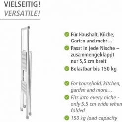 WENKO Escabeau 2 Marches, Escabeau Pliant Design En Blanc -Pas Cher Échelle Magasin 6578643 4