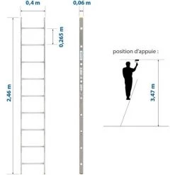 HOSTRÖM Echelle Simple StablePro 9 Marches En Aluminium, Hauteur Max 3,47 M, Garantie 5 Ans, Charge Maximale 150kg, Hostrom -Pas Cher Échelle Magasin 65821269 3