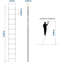 HOSTRÖM Echelle Simple StablePro 11 Marches En Aluminium, Hauteur Max 3,98 M, Garantie 5 Ans, Charge Maximale 150kg, Hostrom -Pas Cher Échelle Magasin 65821270 3
