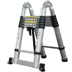 SECURY-T MONACO Echelle/escabeau Escabeau Télescopique Aluminium 2x6 Marches H 3.8M (1,9+1,9)