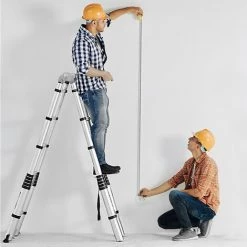 Froadp 380cm Échelle Pliante Télescopique, Multifonctionnelle Echelle Pliable En Aluminium, Escabeau à Barreaux Avec 12 Marches, Escabot Extensible Capacité De Charge Jusqu'à 150KG(Argenté) -Pas Cher Échelle Magasin 66219976 4