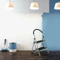 Relaxdays Escabeau, 2 Marches Antidérapantes, Pliable, Garde-corps, Charge Max. : Env. 120 kg, Acier, Plastique, Gris 7 Relaxdays Escabeau, 2 Marches Antidérapantes, Pliable, Garde-corps, Charge Max. : Env. 120 kg, Acier, Plastique, Gris -Pas Cher Échelle Magasin 66344930 3