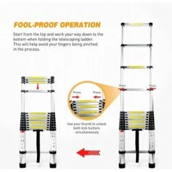OCXIN Échelle Télescopique En Aluminium De 12,5 Pieds à Usages Multiples Certifiée EN131 - Extensible Avec Mécanisme De Verrouillage à Ressort, Antidérapante - Capacité Maximale De 330 Lb -Pas Cher Échelle Magasin 66859630 5
