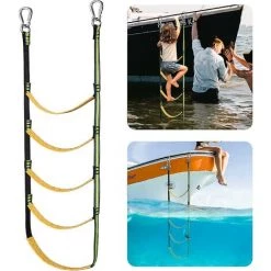 DONTODENT Échelle De Corde De Bateau, Échelle De Corde De Pêche D'extension D'échelle De Corde De Bateau Portable Pour Bateau Gonflable, Kayak - Bleu 4 Étapes