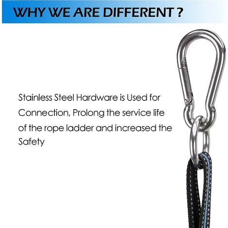 DONTODENT Échelle De Corde De Bateau, Échelle De Corde De Pêche D'extension D'échelle De Corde De Bateau Portable Pour Bateau Gonflable, Kayak - Bleu 4 Étapes 4 DONTODENT Échelle De Corde De Bateau, Échelle De Corde De Pêche D'extension D'échelle De Corde De Bateau Portable Pour Bateau Gonflable, Kayak - Bleu 4 Étapes – Image 4