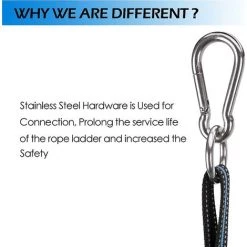 DONTODENT Échelle De Corde De Bateau, Échelle De Corde De Pêche D'extension D'échelle De Corde De Bateau Portable Pour Bateau Gonflable, Kayak - Bleu 3 Étapes -Pas Cher Échelle Magasin 66972706 4