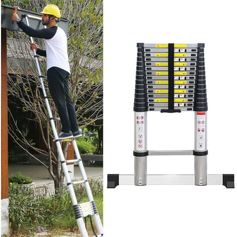 SKECTEN Échelle Télescopique En Aluminium De 4,7 M, Antidérapante, échelle Polyvalente, Charge Maximale : 150 Kg 1 SKECTEN Échelle Télescopique En Aluminium De 4,7 M, Antidérapante, échelle Polyvalente, Charge Maximale : 150 Kg